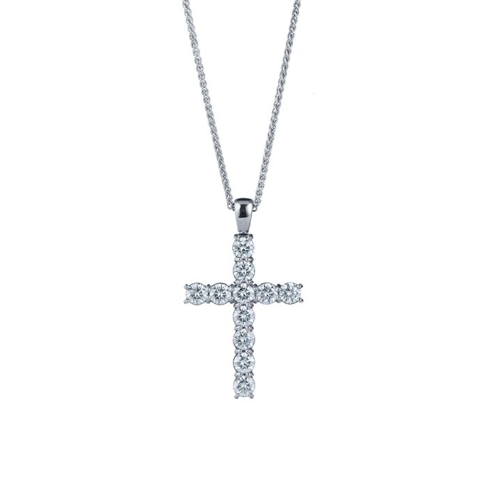 Large Diamond Alexandrite Silver Celtic Cross Necklace